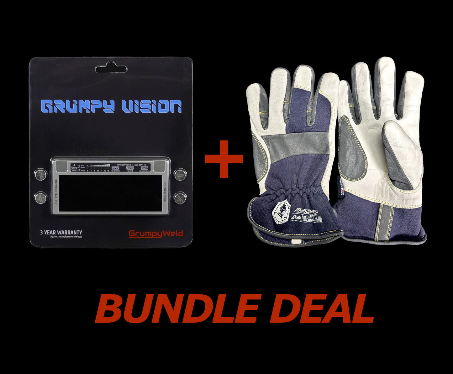 Multi shade auto-darkening lens in packaging plus a pair of nice tig welding gloves