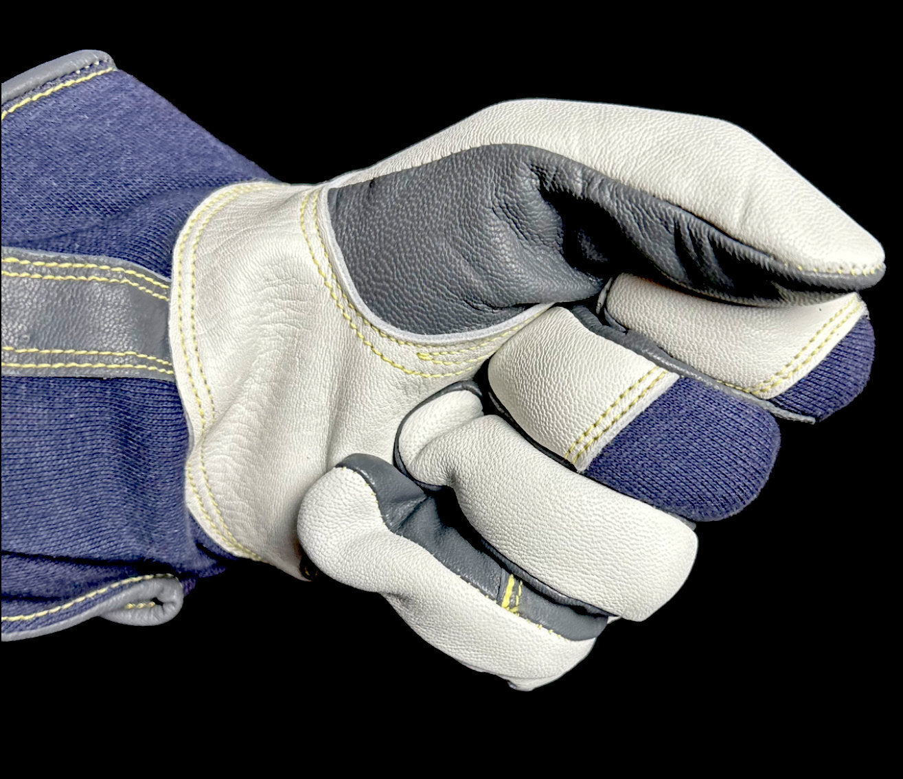 t50 tig welding glove balled in a fist showing how well it fits on the hand